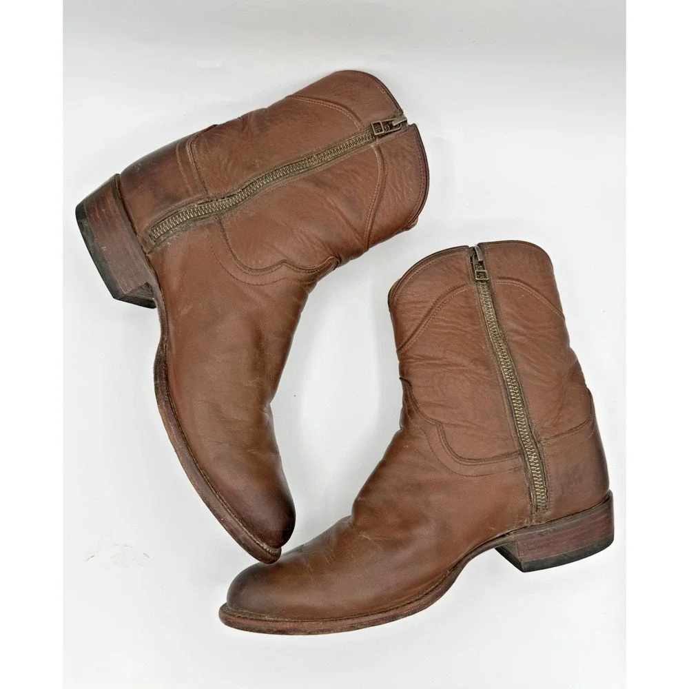 Tecovas The Dean Zip Boots Scotch Goat Leather Brown Men’s Size 9 EE Western